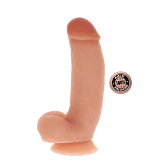 Silicone Dildo 7 inch w Balls Light skin tone
